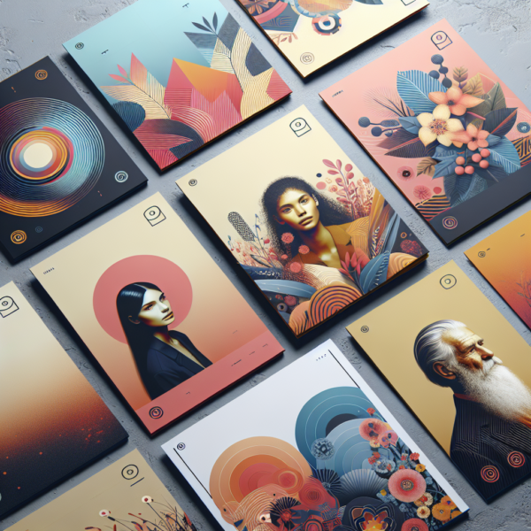 A visually appealing array of leaflets showcasing various designs targeting different audiences: vibrant and modern for young professionals, soft and elegant for retirees.